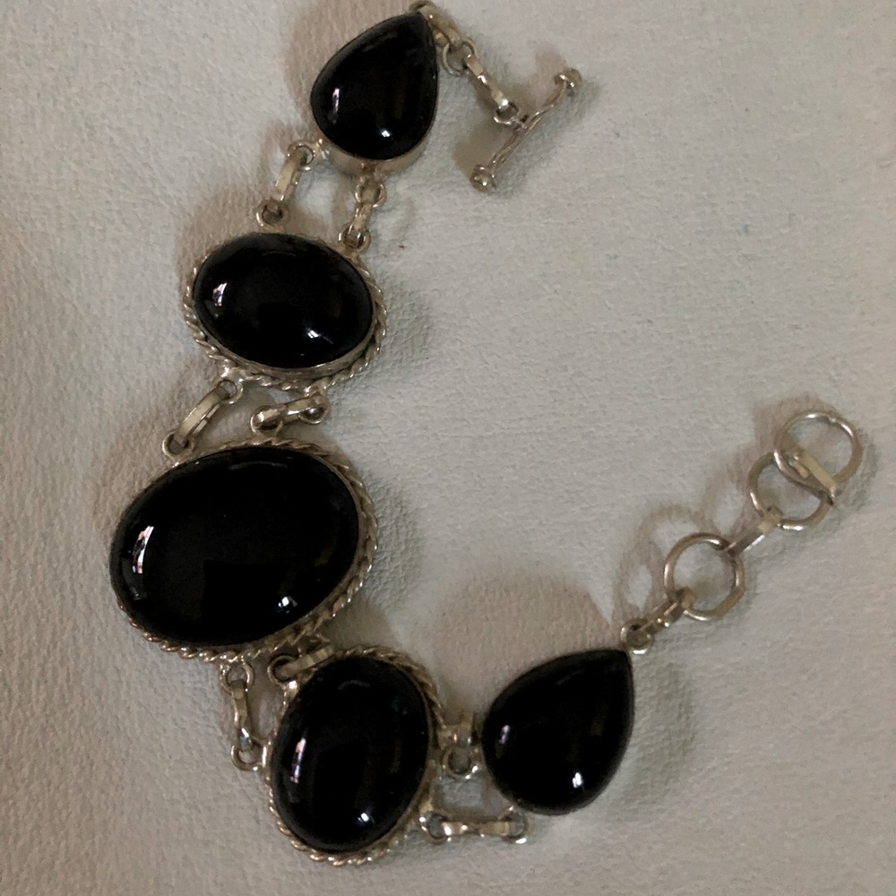 Genuine Onyx Rock Bracelets in Sterling Silver